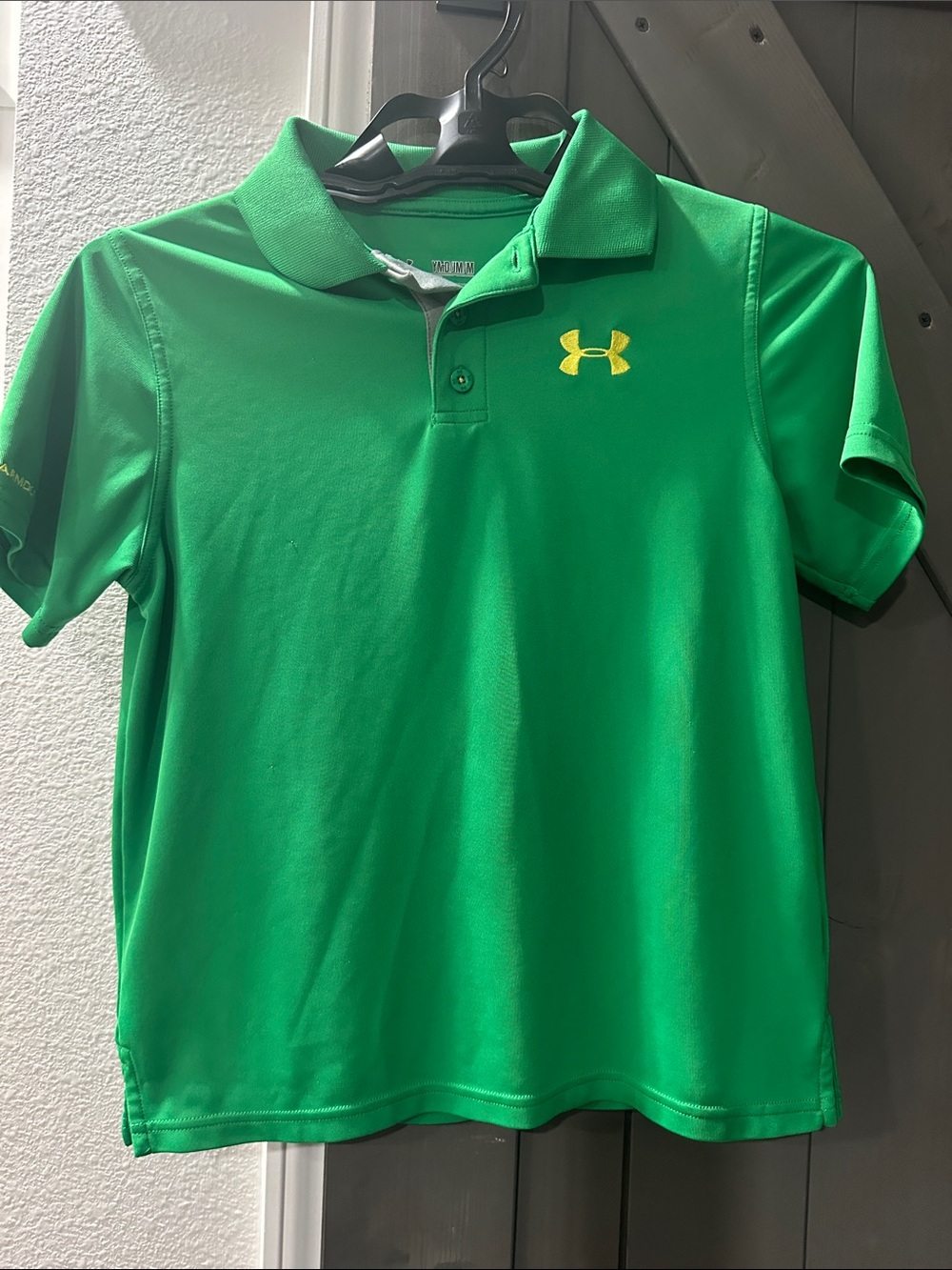 Under Armour Bright Green Polo with Yellow Logo - Kids